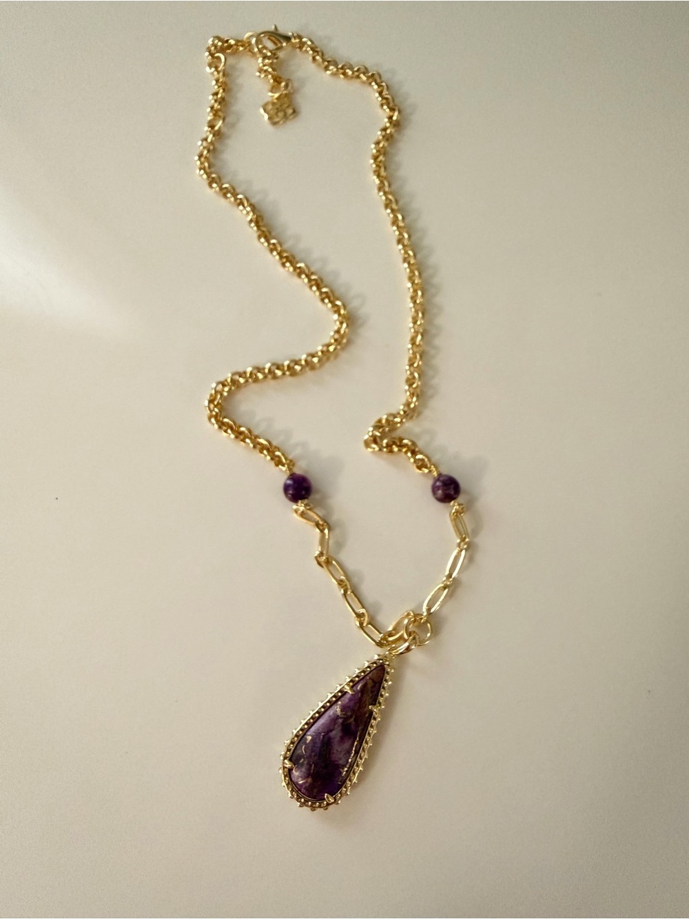 NWOT Kendra Scott Payton Necklace in Bronze Veined Purple Turquoise Magnesite